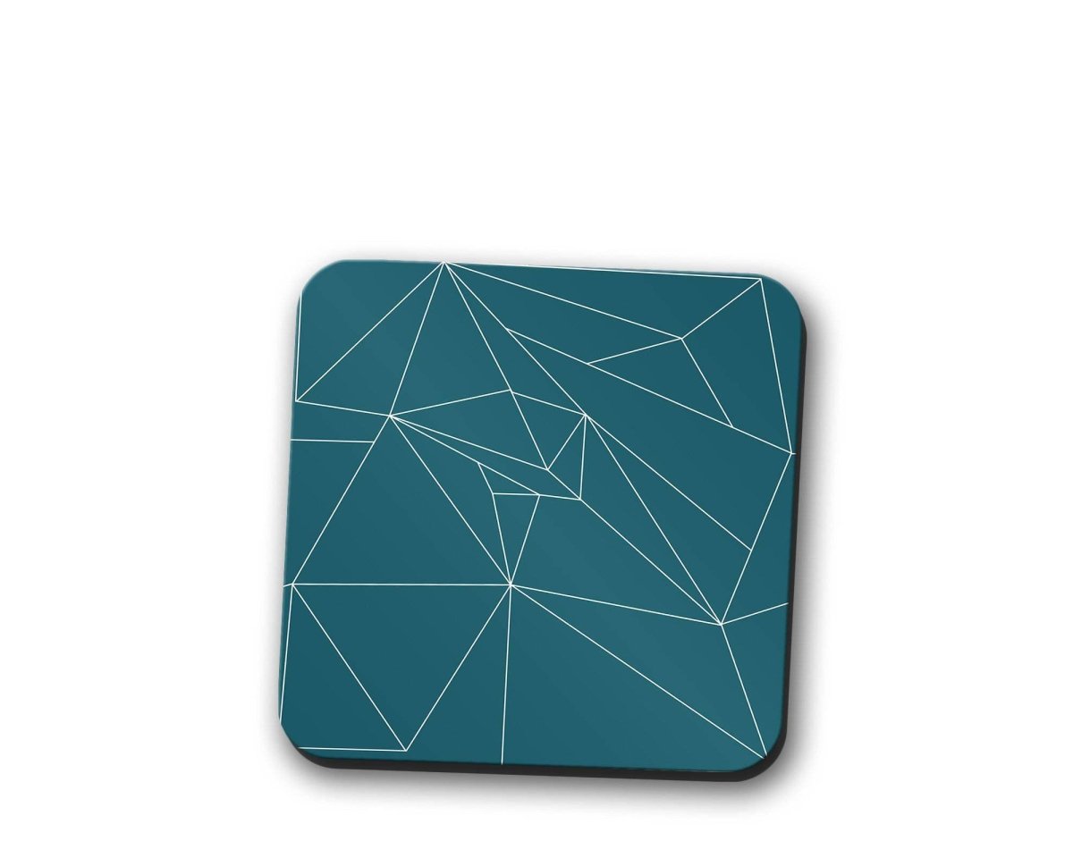 Teal Coasters with a White Line Geometric Design, Table Decor Drinks Mat - Joe’s Haven