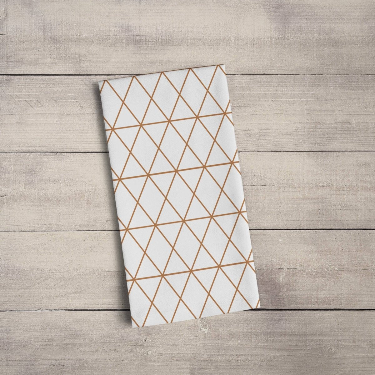 White Tea Towel with a Copper Lines Geometric Design, Dish Towel, Kitchen Towel - Joe’s Haven