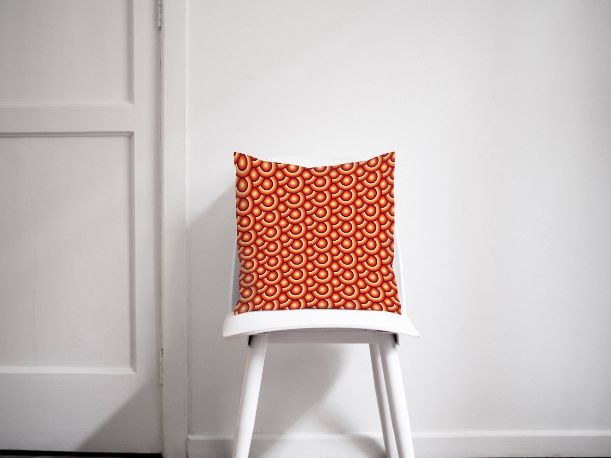 Orange Cushion with a 70's Retro Circles Design, Throw Pillow - Joe’s Haven