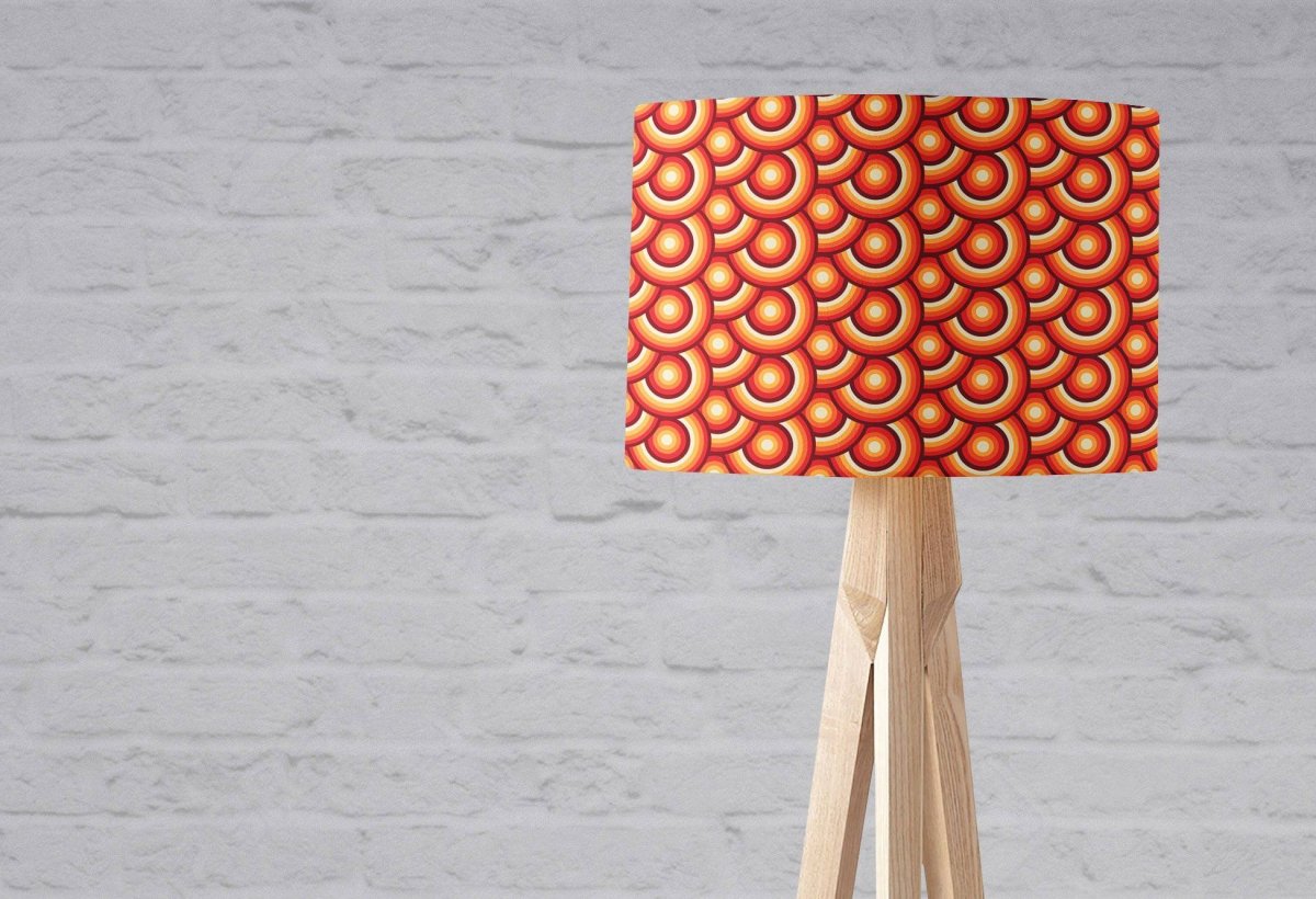Orange and Brown Circles Design Retro 70's Lampshade, Ceiling or Table Lamp Shade - Joe’s Haven