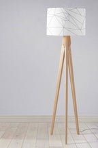 White Lampshade with a Grey Lines Geometric Design, Ceiling or Table Lamp Shade - Joe’s Haven