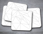 White Coasters with a Grey Geometric Line Design, Table Decor Drinks Mat - Joe’s Haven