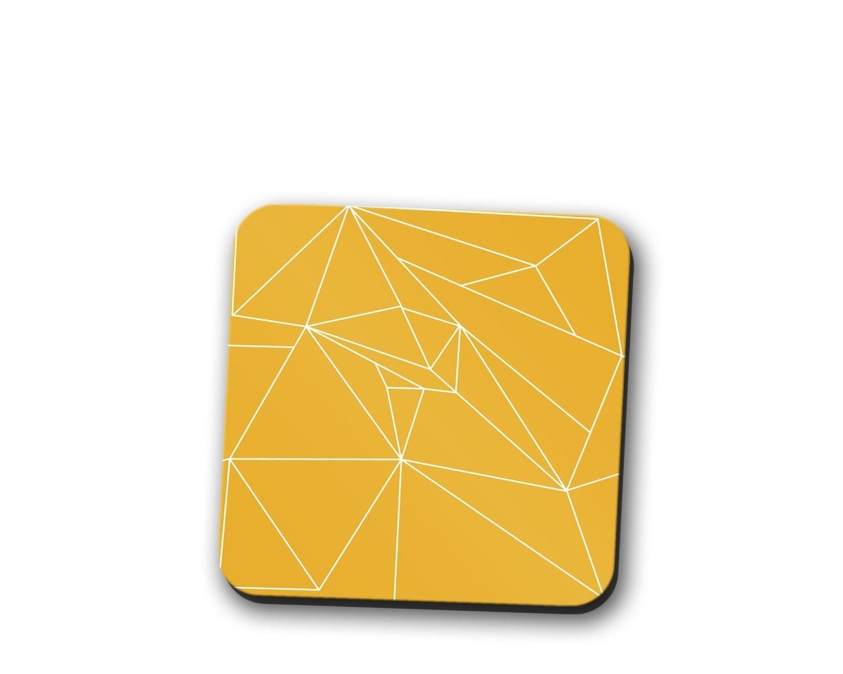 Yellow Coasters with a White Line Geometric Design, Table Decor Drinks Mat - Joe’s Haven