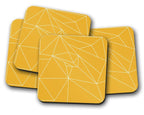 Yellow Coasters with a White Line Geometric Design, Table Decor Drinks Mat - Joe’s Haven
