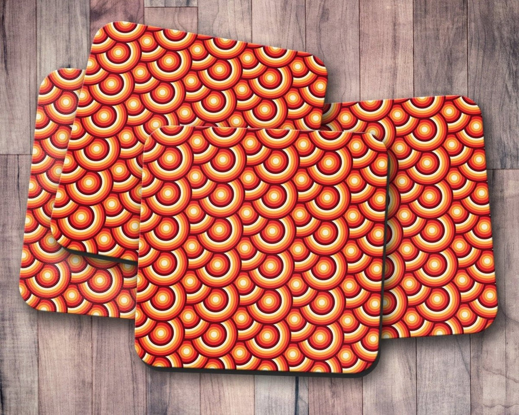 Orange Retro 70's Design Coasters, Table Decor Drinks Mat - Joe’s Haven