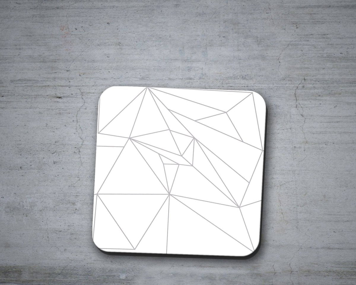 White Coasters with a Grey Geometric Line Design, Table Decor Drinks Mat - Joe’s Haven