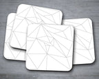 White Coasters with a Grey Geometric Line Design, Table Decor Drinks Mat - Joe’s Haven