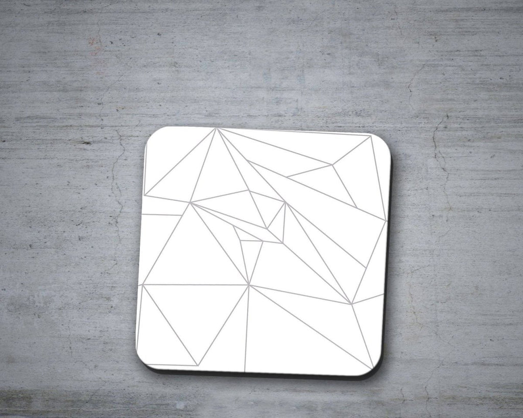 White Coasters with a Grey Geometric Line Design, Table Decor Drinks Mat - Joe’s Haven