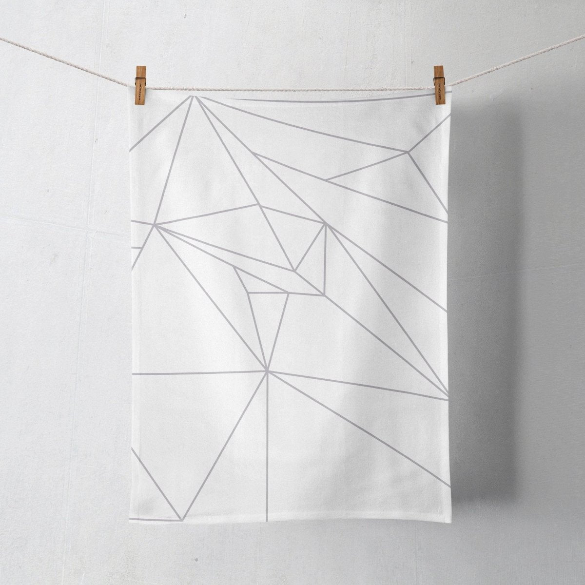 White Tea Towel with a Grey Geometric Line Design, Dish Towel, Kitchen Towel - Joe’s Haven