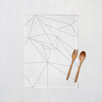 White Tea Towel with a Grey Geometric Line Design, Dish Towel, Kitchen Towel - Joe’s Haven