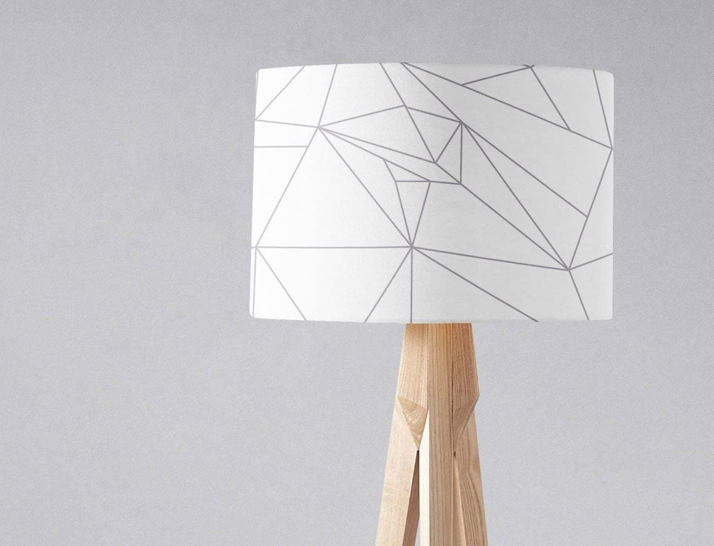 White Lampshade with a Grey Lines Geometric Design, Ceiling or Table Lamp Shade - Joe’s Haven