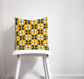 Yellow and Navy Blue Geometric Design Cushion, Throw Pillow - Joe’s Haven