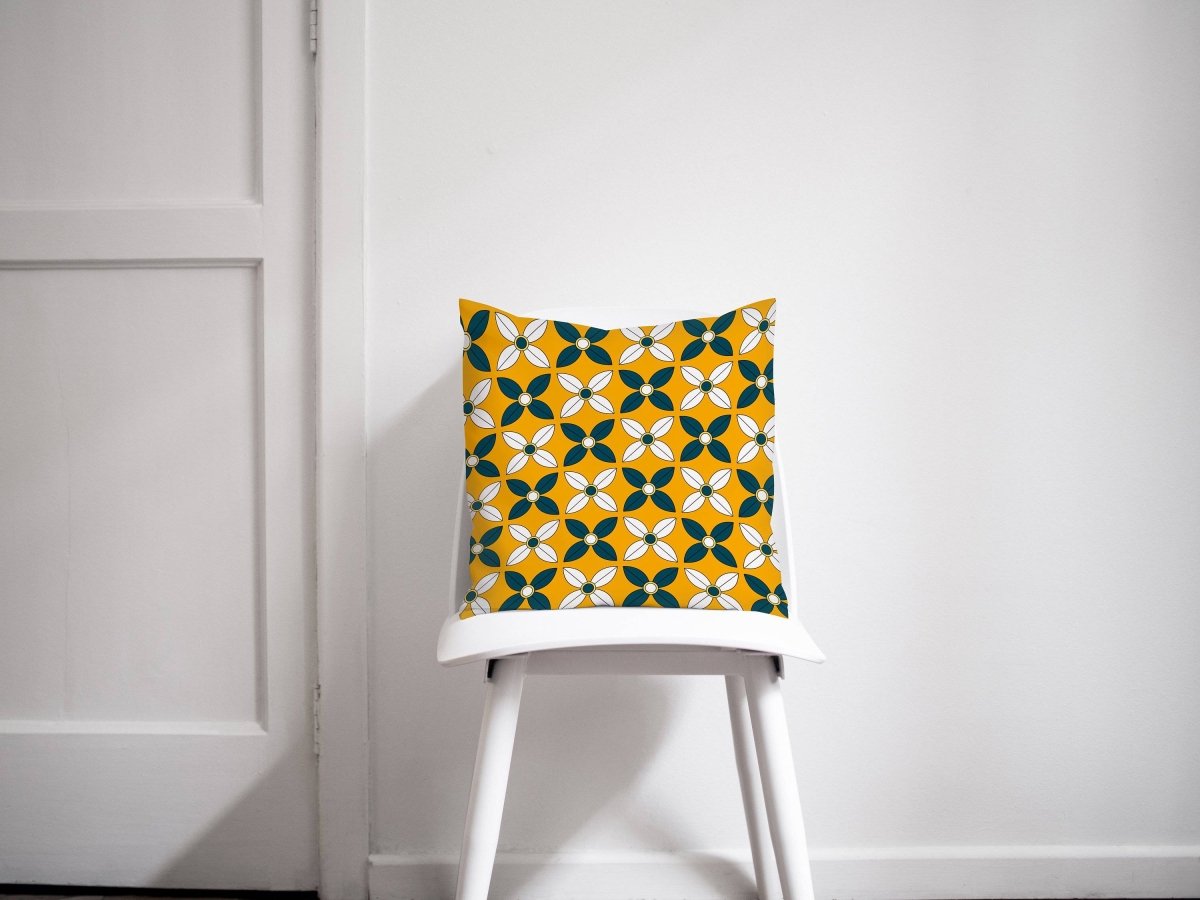 Yellow and Navy Blue Geometric Design Cushion, Throw Pillow - Joe’s Haven