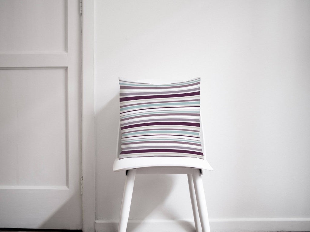 Purple and Duck Egg Blue Striped Cushion, Throw Pillow - Joe’s Haven