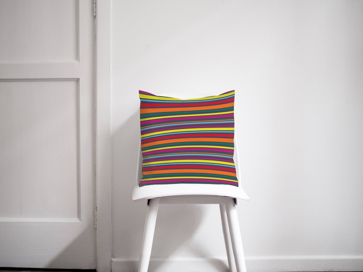 Rainbow Striped Design Cushion, Throw Pillow - Joe’s Haven