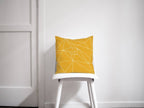 Yellow Cushion with a White Lines Geometric Design, Throw Pillow - Joe’s Haven
