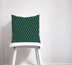 Teal Cushion with a Yellow Geometric Design, Throw Pillow - Joe’s Haven