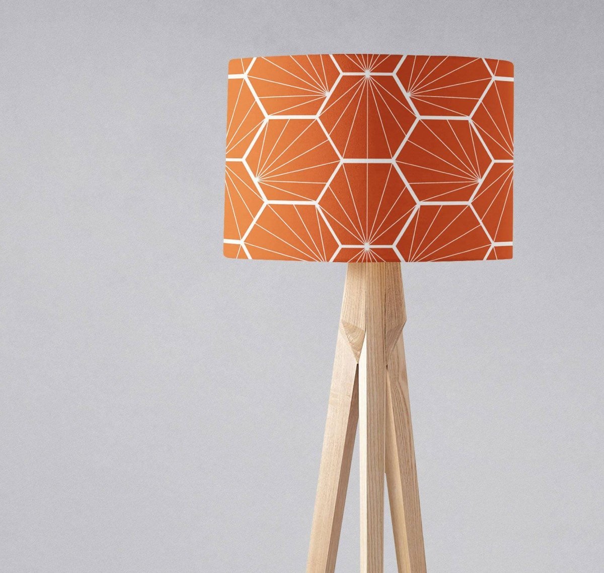 Orange Lampshade with a White Hexagon Design, Ceiling or Table Lamp Shade - Joe’s Haven