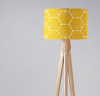 Yellow Lampshade with a White Hexagon Design, Ceiling, Table Lamp Shade - Joe’s Haven