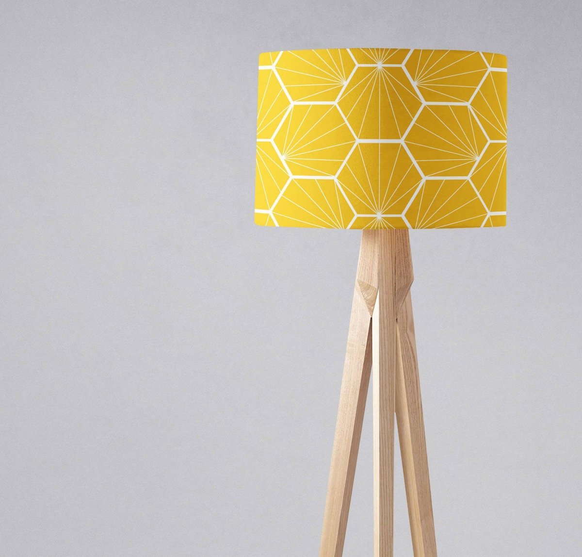 Yellow Lampshade with a White Hexagon Design, Ceiling, Table Lamp Shade - Joe’s Haven