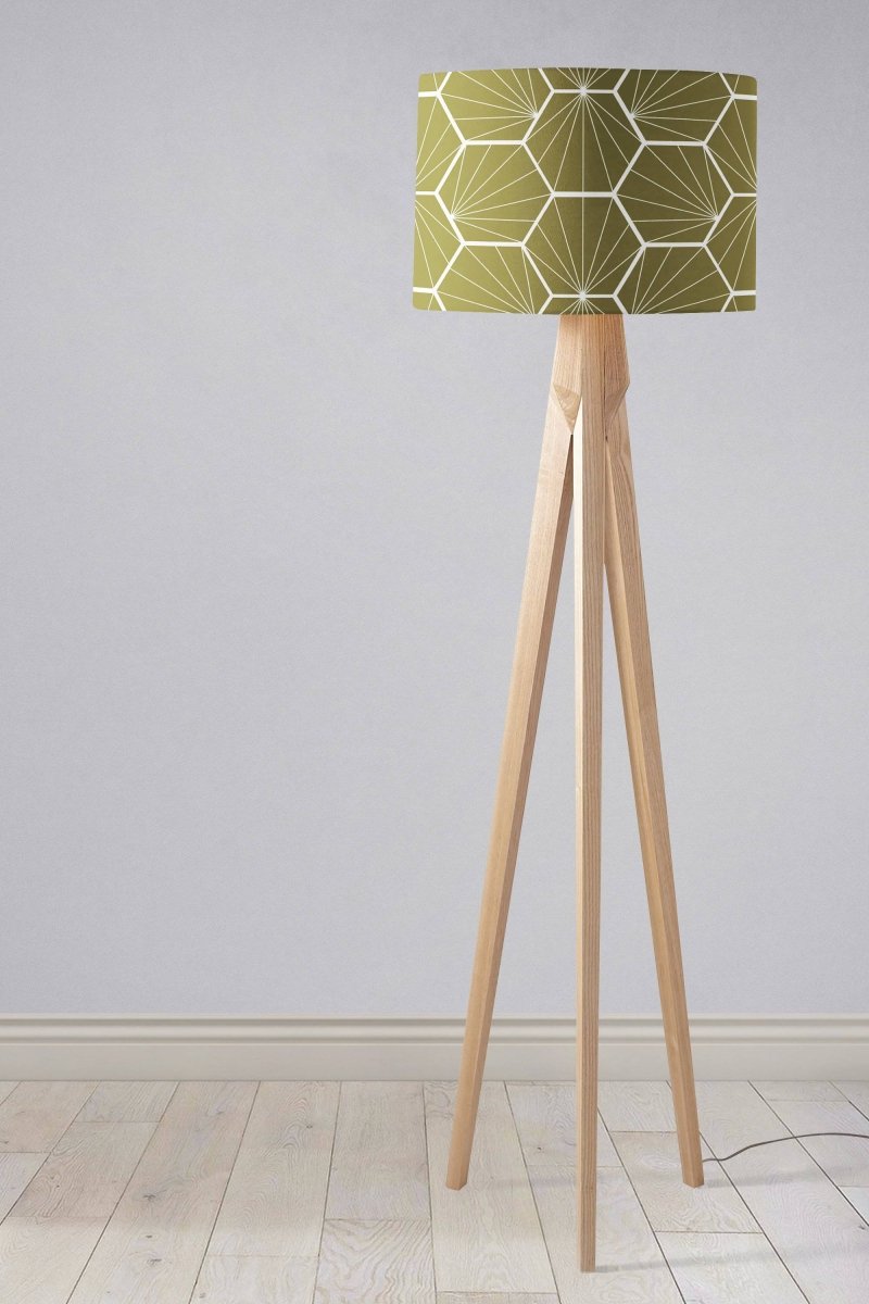 Olive Green Hexagon Design Geometric Lampshade, Ceiling or Table Lamp Shade - Joe’s Haven