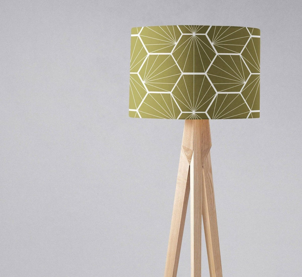 Olive Green Hexagon Design Geometric Lampshade, Ceiling or Table Lamp Shade - Joe’s Haven
