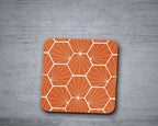 Orange Coasters with a White Hexagon Design, Table Decor Drinks Mat - Joe’s Haven