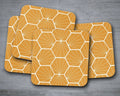 Butterscotch Coasters with a White Hexagon Design, Table Decor Drinks Mat - Joe’s Haven