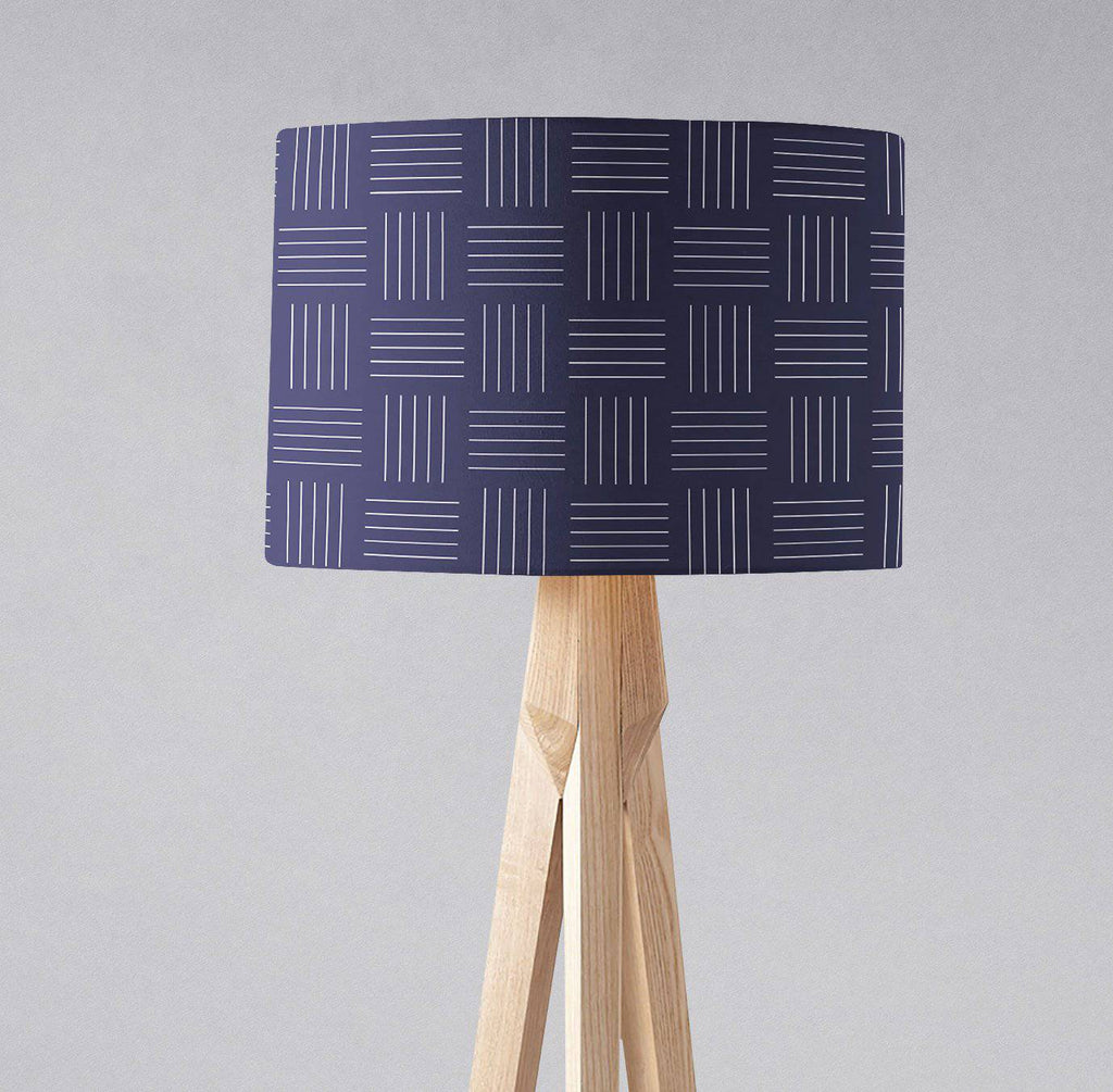 Navy Blue with White Lines Geometric Design Lampshade - Joe’s Haven