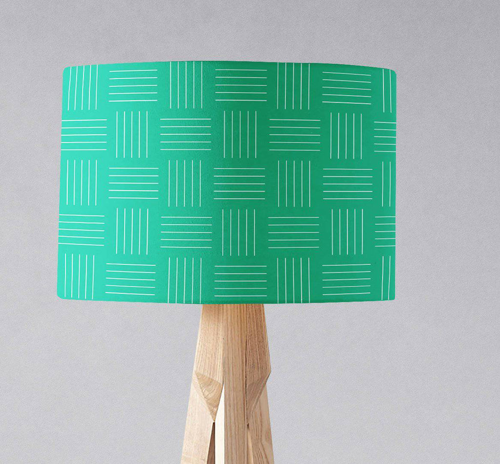 Green with a White Lines Geometric Design Lampshade, Ceiling or Table Lamp Shade - Joe’s Haven