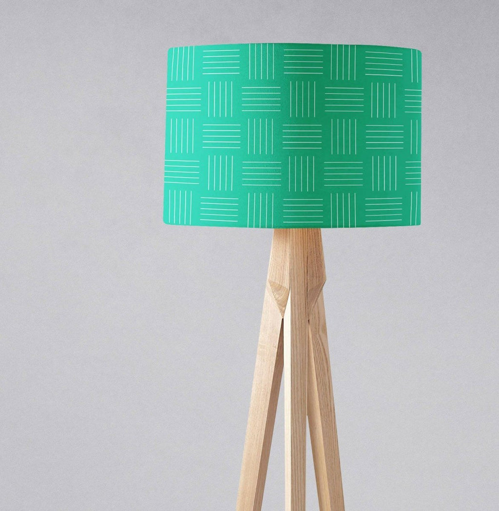 Green with a White Lines Geometric Design Lampshade, Ceiling or Table Lamp Shade - Joe’s Haven