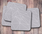 Grey Coasters with a White Lines Geometric Design, Table Decor Drinks Mat - Joe’s Haven