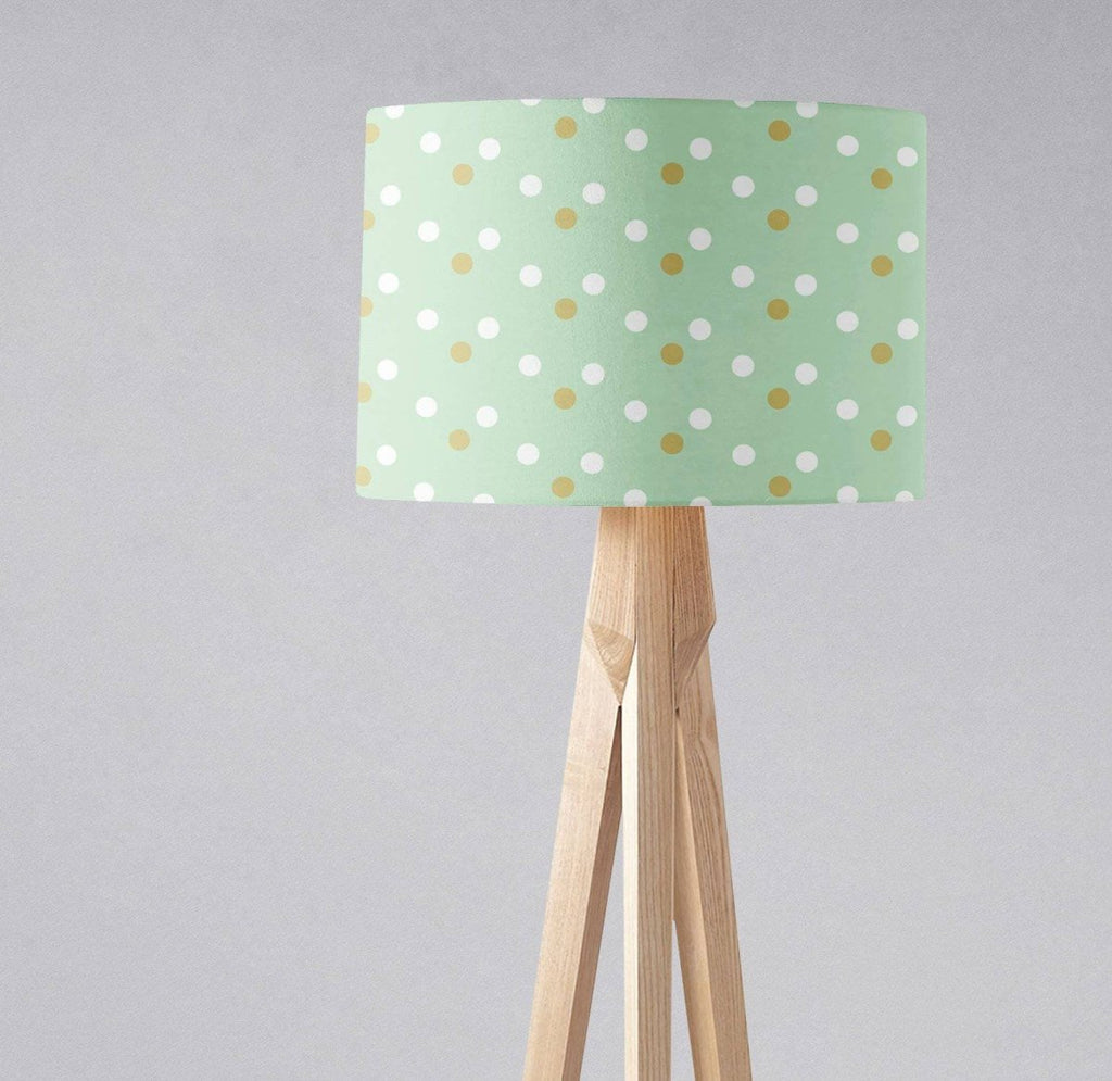 Mint Green with White and Gold Spots Lampshade, Table or Ceiling Light Shade - Joe’s Haven