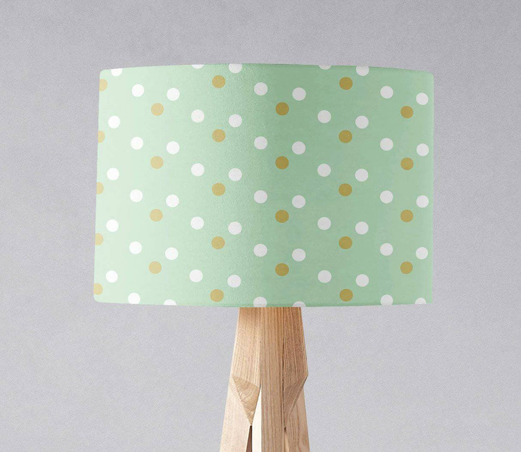 Mint Green with White and Gold Spots Lampshade, Table or Ceiling Light Shade - Joe’s Haven