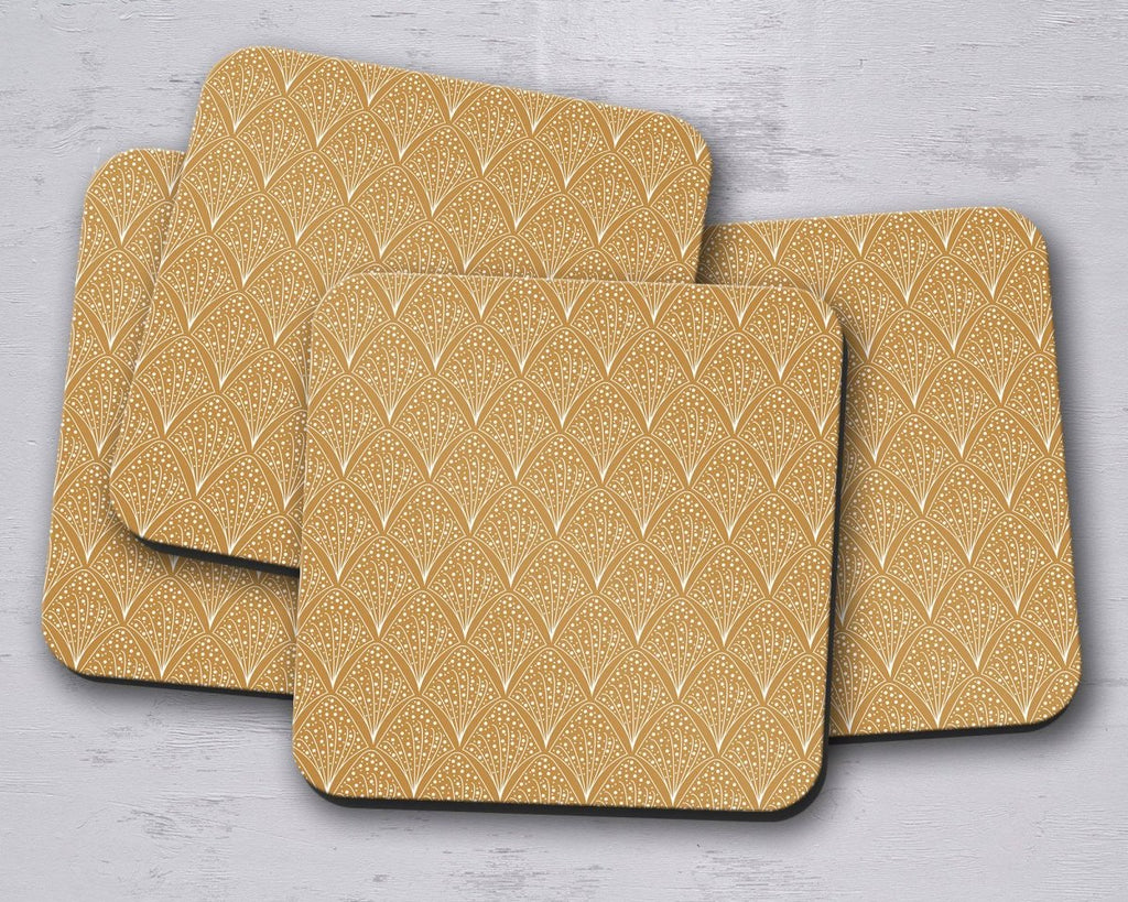 Gold and White Contemporary Design Coasters, Table Decor Drinks Mat - Joe’s Haven