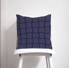 Navy Blue with White Lines Geometric Design Cushions, Throw Pillow - Joe’s Haven