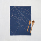 Navy Blue with Rose Gold Lines Geometric Design Tea Towel, Dish Towel Kitchen Towel - Joe’s Haven