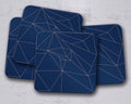 Navy Blue with Rose Gold Lines Geometric Design Coaster, Table Decor Drink Mat - Joe’s Haven
