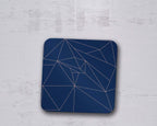 Navy Blue with Rose Gold Lines Geometric Design Coaster, Table Decor Drink Mat - Joe’s Haven