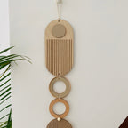 Neutral Modern Wall Art - Geometric Soft Pink - Minimal Home Decor - New Home Trend - Slim Line Art - Long Wall Tapestry - Natural Wood Art