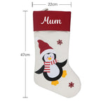 Personalised Christmas Stocking Penguin Red Stockings Hang Fireplace Xmas Decorations Family Kids Set - Joe’s Haven