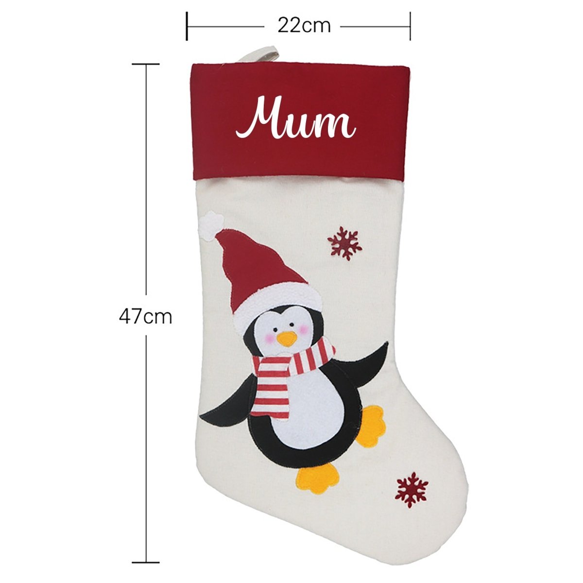 Personalised Christmas Stocking Penguin Red Stockings Hang Fireplace Xmas Decorations Family Kids Set - Joe’s Haven
