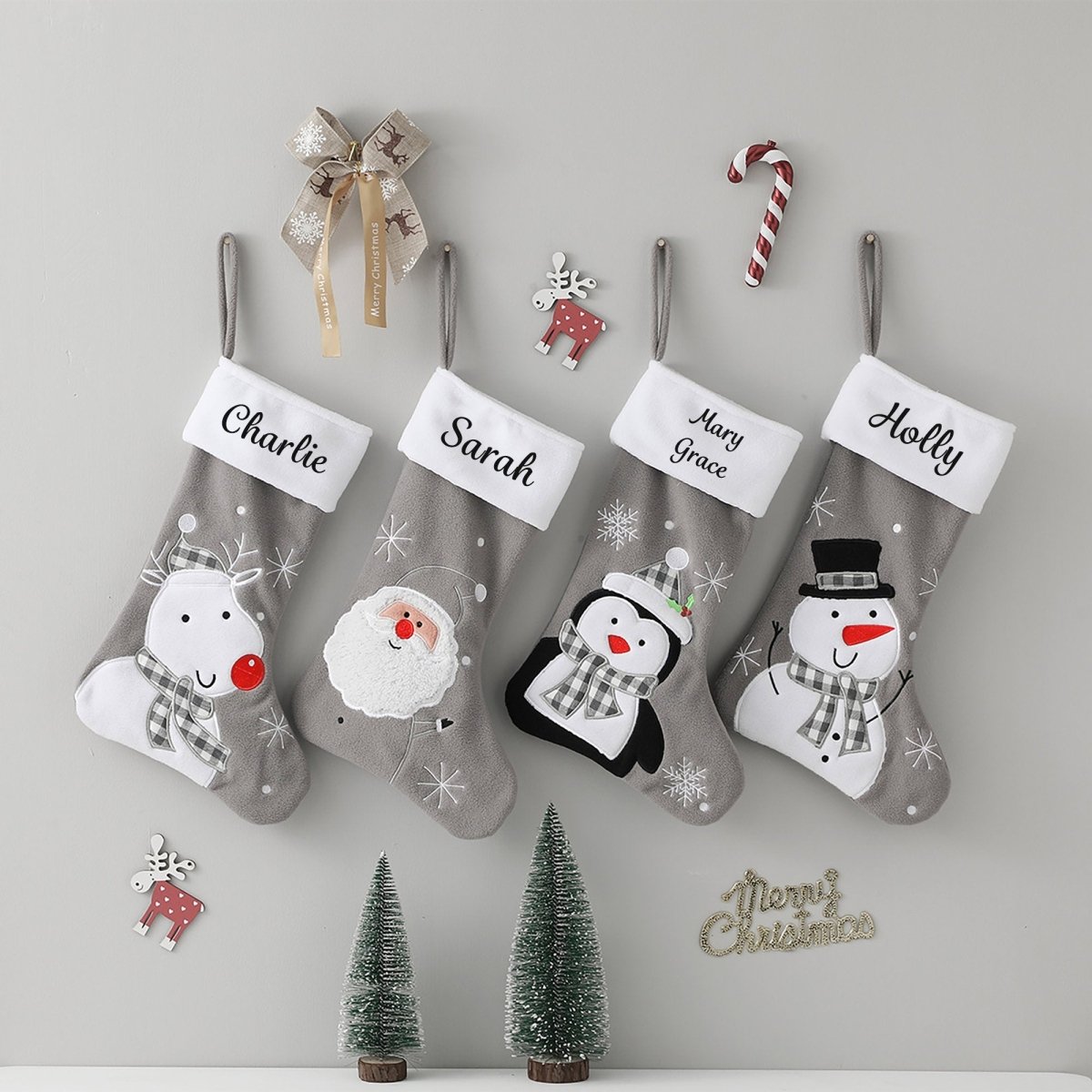 Personalised Stocking in Grey - Fun Designs - Joe’s Haven