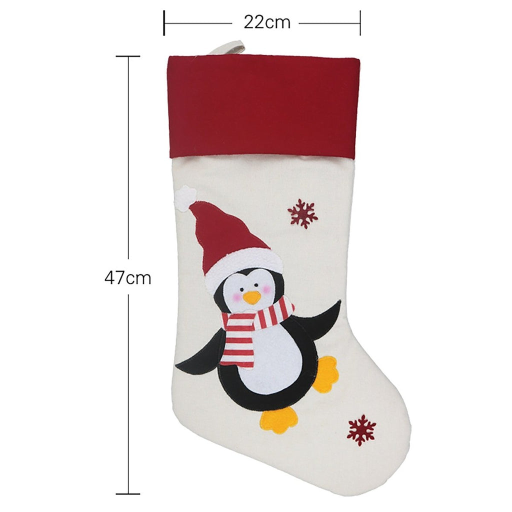 Personalised Christmas Stocking Penguin Red Stockings Hang Fireplace Xmas Decorations Family Kids Set - Joe’s Haven