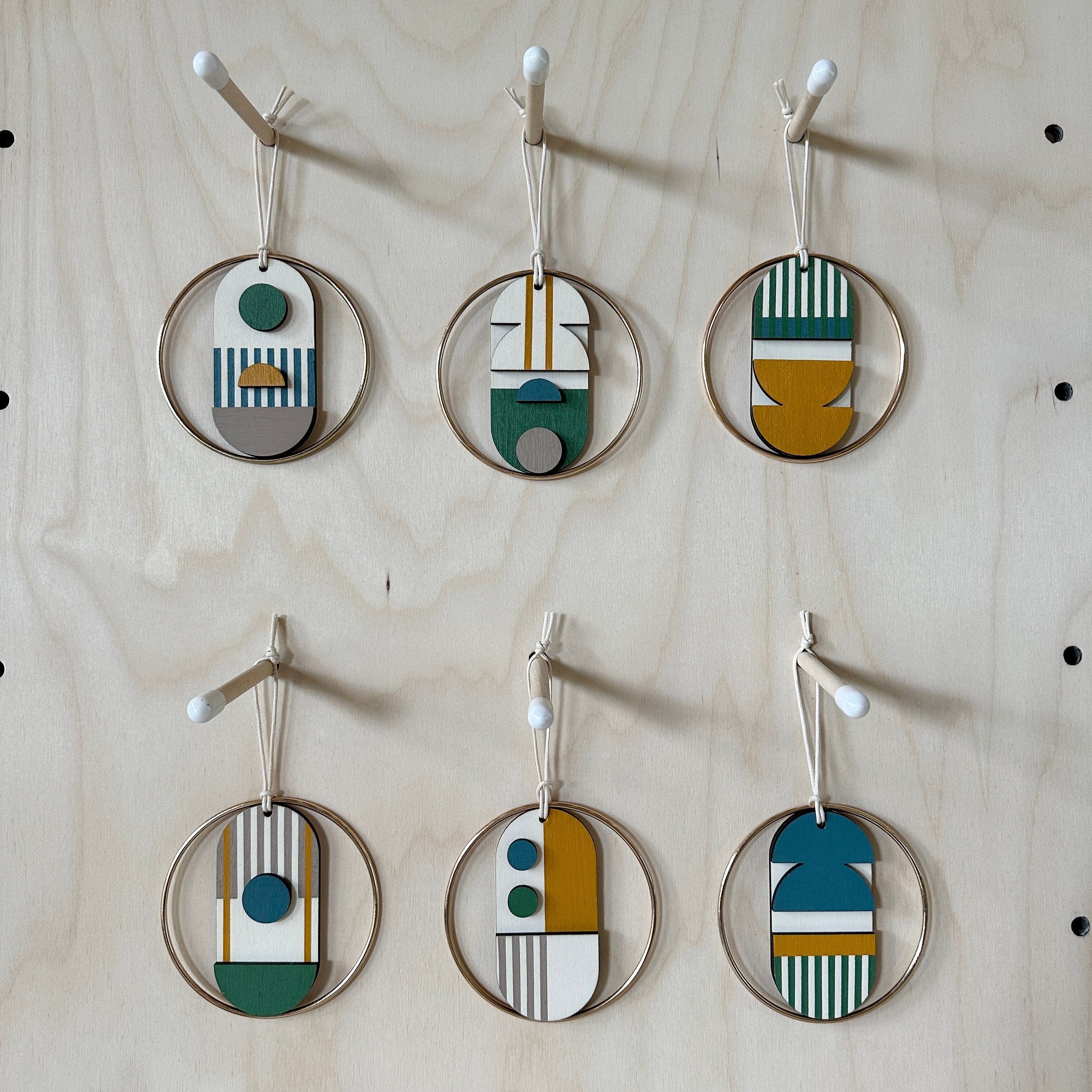 Small Geometric Wall Hanging - Mini Mid-Century Wall Art - Little Wooden Decoration - Contemporary Wall Decor