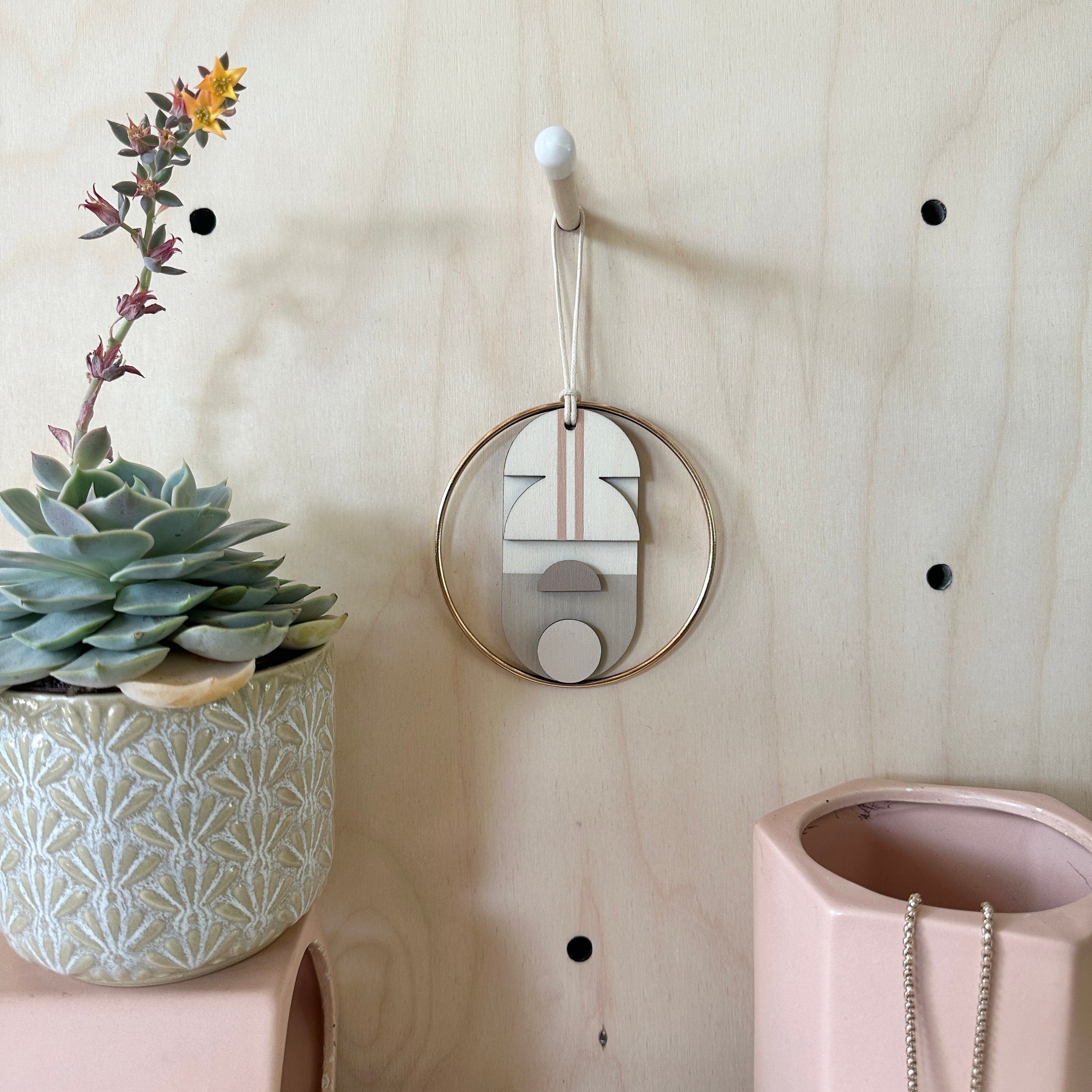 Geometric - Mini Mid-Century Wall Art - Pink & Natural Decoration - Contemporary Wall Decor