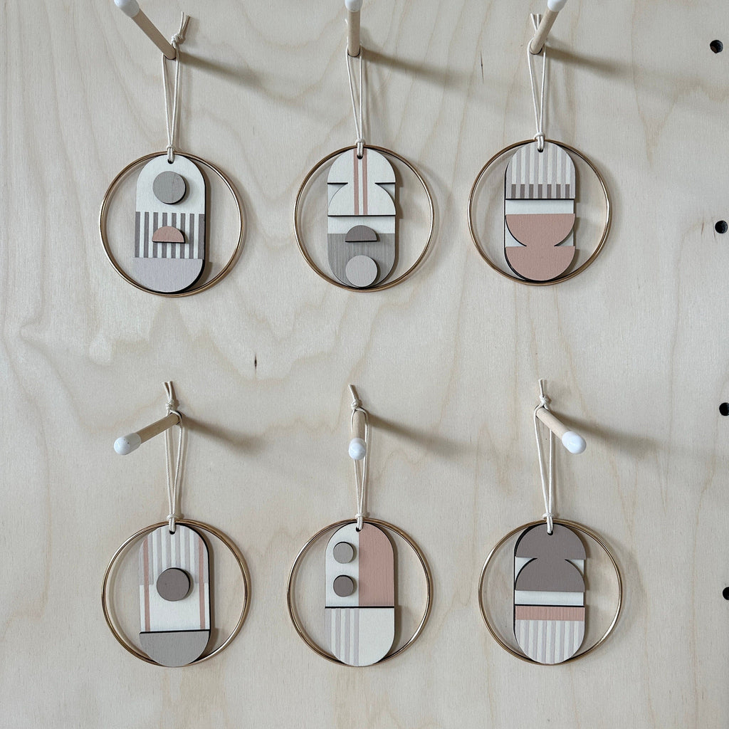 Geometric - Mini Mid-Century Wall Art - Pink & Natural Decoration - Contemporary Wall Decor