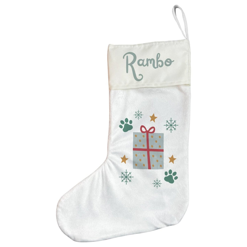 Personalised Pet Christmas Stocking with Paw Prints & Gift Design - Joe’s Haven