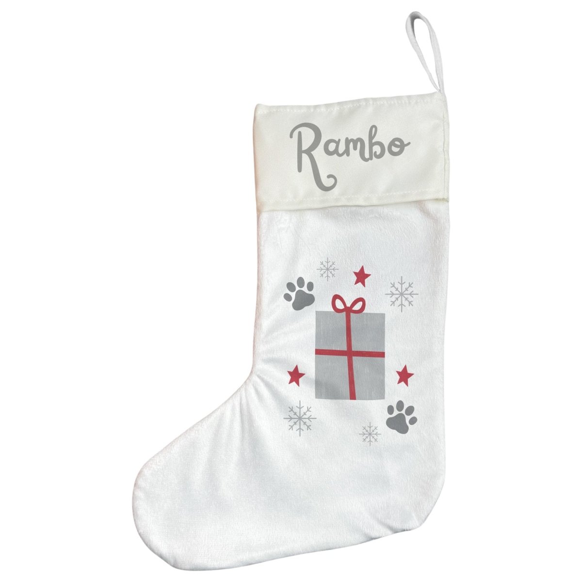 Personalised Pet Christmas Stocking with Paw Prints & Gift Design - Joe’s Haven