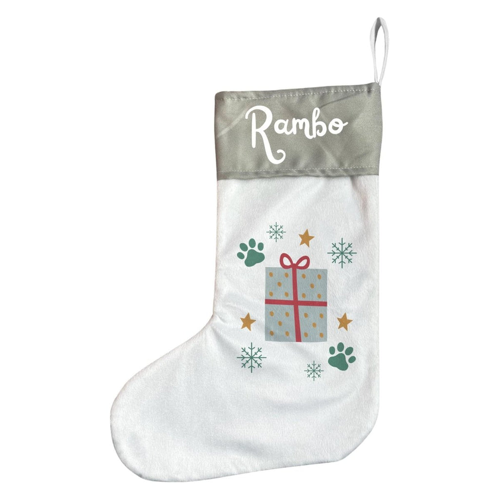 Personalised Pet Christmas Stocking with Paw Prints & Gift Design - Joe’s Haven